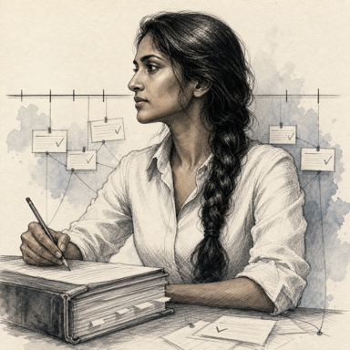 Portrait of the Continuity Editor tracing facts across a timeline.